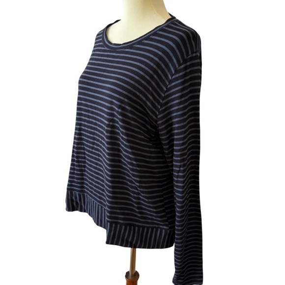 CUT LOOSE STRIPED LONG SLEEVE KNIT FLEECE TOP RELAXED COZY CASUAL EVERYDAY M - Picture 4 of 12